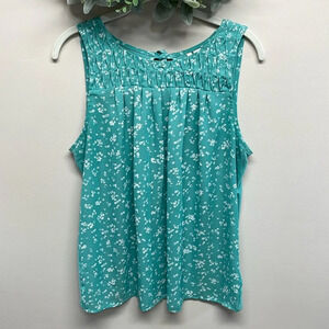 Elle Sleeveless Floral Blouse Back Keyhole Opening with Tie M